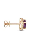 Amethyst Earrings Halo Diamond Setting, 14K Yellow Gold Sale