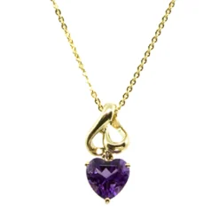 Amethyst Heart Pendant 14K Hot