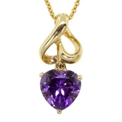 Amethyst Heart Pendant 14K Hot