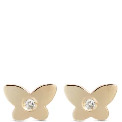 Baby Butterfly Shaped Earrings, 14K Yellow Gold Discount