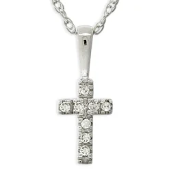 Baby Diamond Cross Pendant 14K Clearance