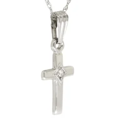 Baby Diamond Cross Pendant 14K New