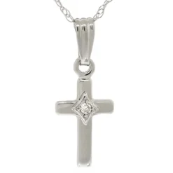 Baby Diamond Cross Pendant 14K New