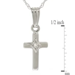 Baby Diamond Cross Pendant 14K New