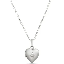 Baby Heart Diamond Locket in Sterling Silver Hot