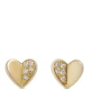 Baby Heart Diamond Studs, 14K Yellow Gold New