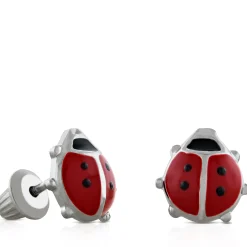 Baby Ladybug Earrings in Silver Best