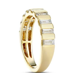 Baguette Diamond Band, 1 Carat Total Weight, 14K Yellow Gold Hot