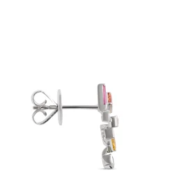 Baguette Rainbow Sapphire Earrings, 14k White Gold Best