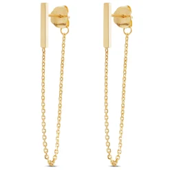 Bar & Chain Earrings 14K Outlet