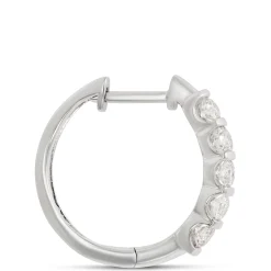 Bar Set Diamond Hoops, 14K White Gold Best