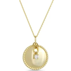 Ikuma Beaded Disk Pendant Necklace with Diamond, 14K Yellow Gold Clearance