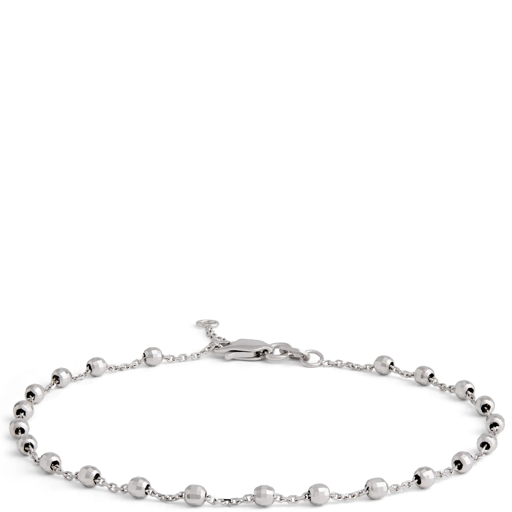Beaded Station Bracelet, 14K White Gold Outlet