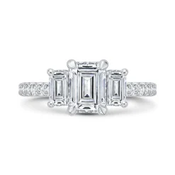 Bella Ponte 3-Stone Emerald Cut Diamond Engagement Ring 14K Best