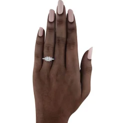 Bella Ponte 3-Stone Emerald Cut Diamond Engagement Ring, 14K White Gold Best