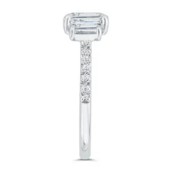 Bella Ponte 3-Stone Emerald Cut Diamond Engagement Ring, 14K White Gold Best