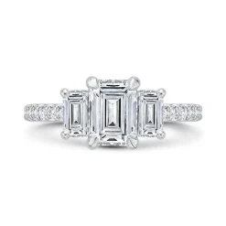 Bella Ponte 3-Stone Emerald Cut Diamond Engagement Ring, 14K White Gold Best