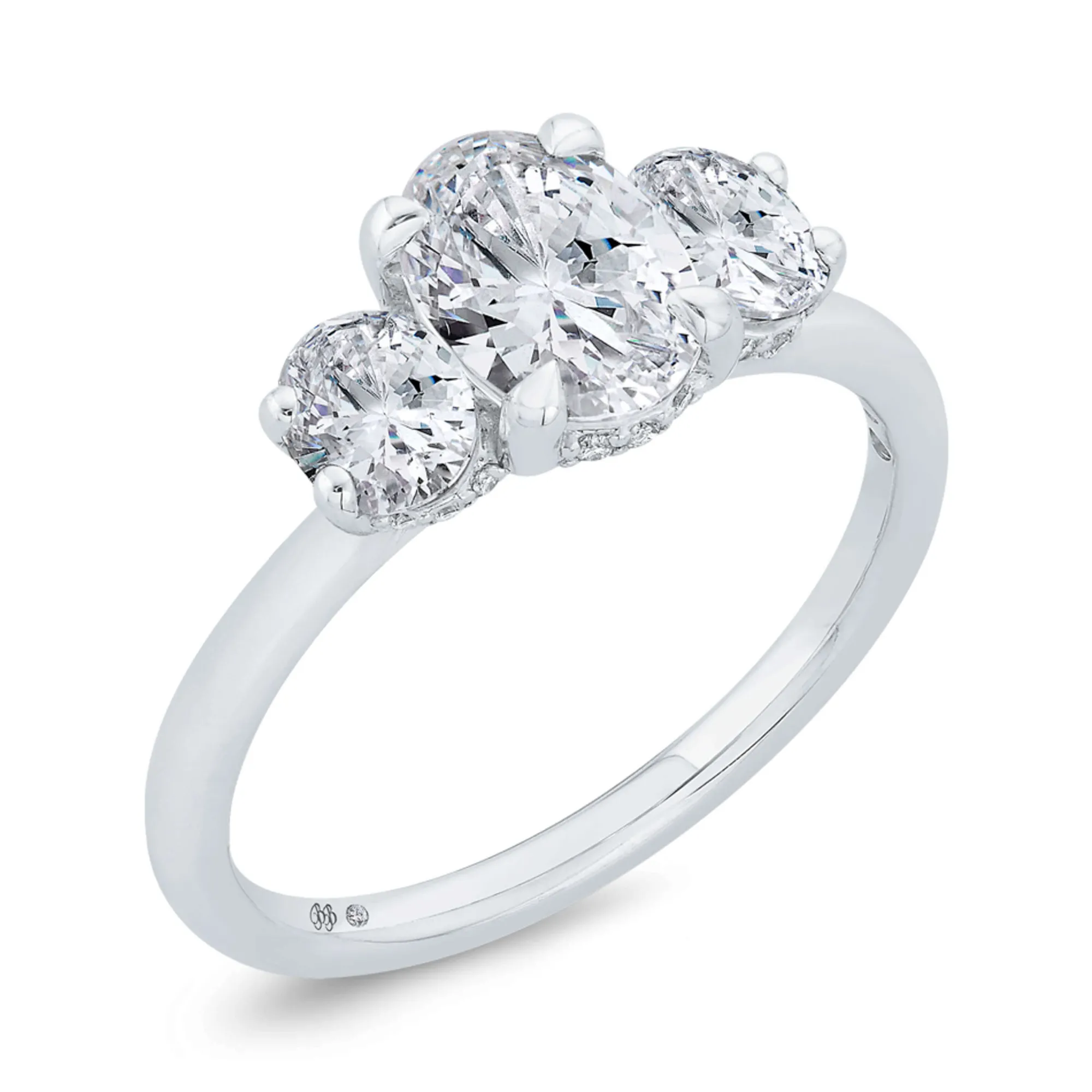 Bella Ponte 3-Stone Oval Cut Diamond Engagement Ring in Platinum Best