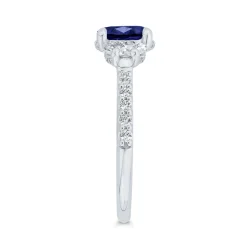 Bella Ponte 3-Stone Oval Cut Sapphire and Diamond Engagement Ring, 14K White Gold Online