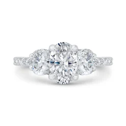 Bella Ponte 3-Stone Oval Diamond Engagement Ring, 14K White Gold