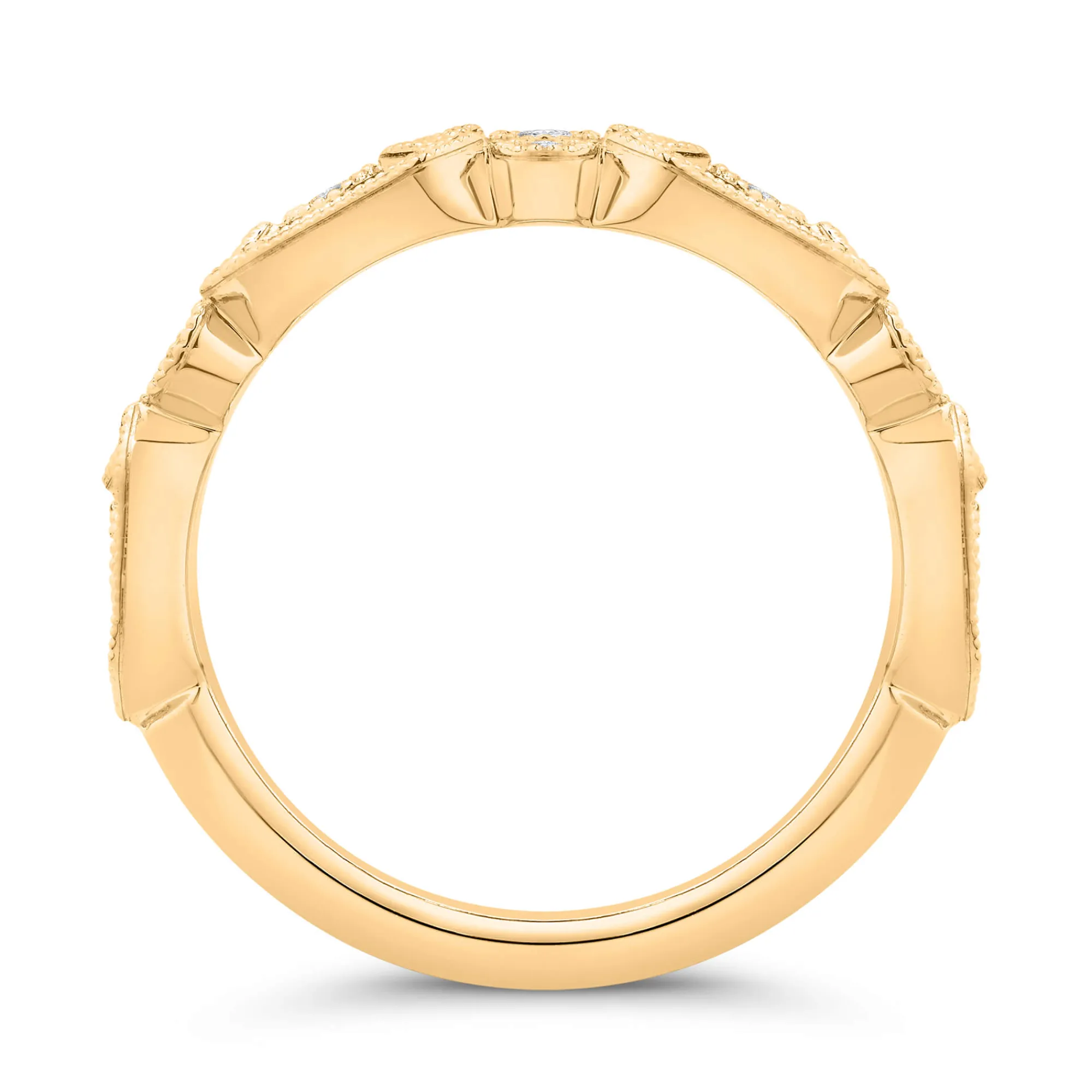 Bella Ponte Three-Row Milgrain Diamond Ring, 1 Carat Total Weight, 14K Yellow Gold Size 7 Best