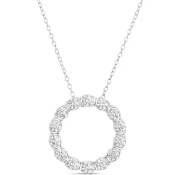 Signature Ben Bridge Circle Pendant Diamond and Platinum Necklace New