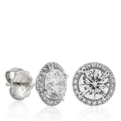 Signature Ben Bridge Diamond Halo Stud Earrings 18K Discount