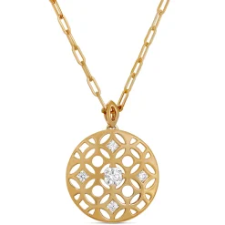 Signature Ben Bridge Diamond Pendant Necklace on Paperclip Chain, 18K Yellow Gold Outlet