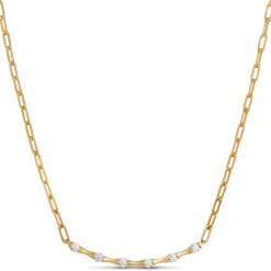 Signature Ben Bridge Round Cut Diamond Paperclip Necklace, 18K Yellow Gold Discount