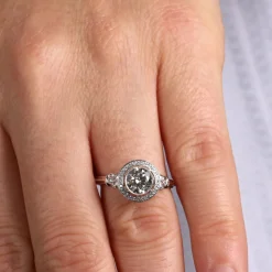 Bezel Halo Diamond Engagement Ring 14K Sale