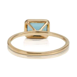 Bezel Set Emerald Cut Blue Topaz Ring 14K Hot