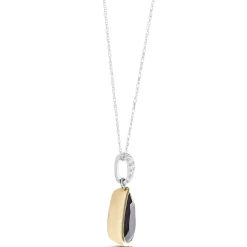 Bezel Set Pear Shaped Rhodolite Pendant, 14K White and Yellow Gold Clearance