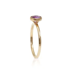 Bezel Set Round Amethyst Ring 14K New