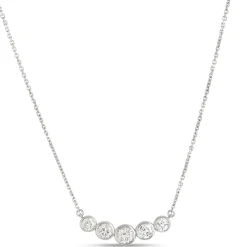 Bezel Set Round Diamond Necklace, 14K White Gold Best