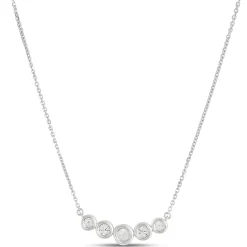 Bezel Set Round Diamond Necklace, 14K White Gold Best