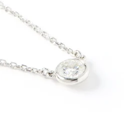 Bezel Set Solitaire Diamond Pendant, 14K White Gold Hot