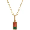 Bi-Color Tourmaline Pendant Necklace, 14K Yellow Gold Hot
