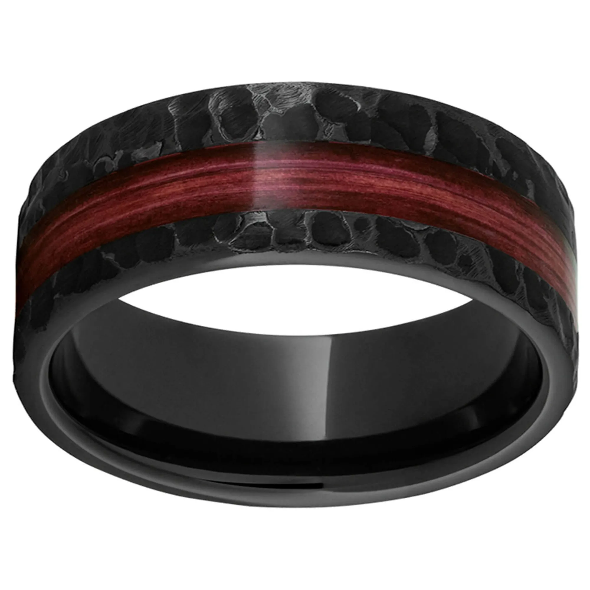 Black Diamond Ceramic™ Pipe Cut Band with Cabernet Barrel Aged™ Off-Center Inlay and Moon Finish Best