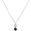 Blue Sapphire and Diamond pendant, 14K White Gold