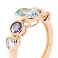 Blue Topaz and Iolite Ring, 14K Yellow Gold Discount