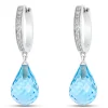 Blue Topaz Drop Earrings with Diamond Hoops, 14K White Gold Online