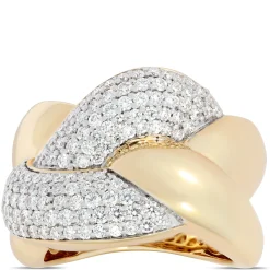 Braided Gold and Diamond Ring, 14K Yellow Gold Size 5 Sale