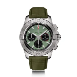 Breitling Avenger B01 Chronograph Watch Green Dial Green Leather Strap, 44mm Outlet
