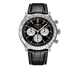 Breitling Navitimer B01 Chronograph Watch Steel Case Black Dial Black Leather Strap, 46mm Online