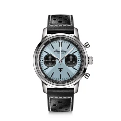 Breitling Top Time B01 Chronograph Watch Ice Blue Dial Black Leather Strap, 41mm New