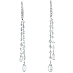 Brilliant Round Diamond Dangle Earrings, 18K White Gold Clearance