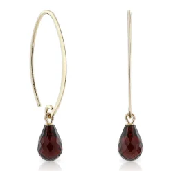 Briolette Cut Garnet Drop Earrings 14K New
