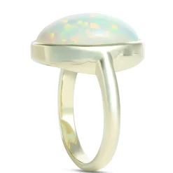 Cabochon Ring with Oval Opal Center Stone, 14K Yellow Gold Online