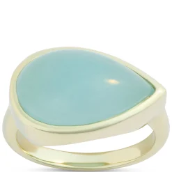 Cabochon Ring with Pear Shaped Aquamarine Gemstone, 14K Yellow Gold Best