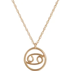 Cancer Zodiac Sign Pendant Necklace, 14K Yellow Gold Sale